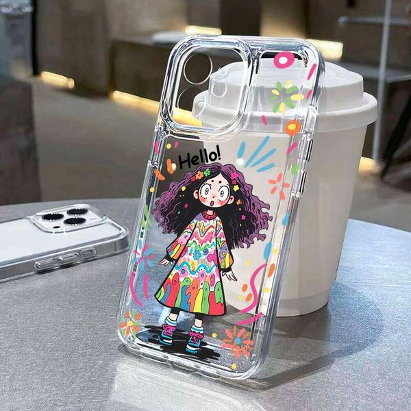 Cute Girl Clear Case For Samsung S25 Ultra S24 S23 S22 S21 FE S20 Plus A54 A55 A53 A52 A52S 5G A35 A34 A16 A13 Soft Back Cover