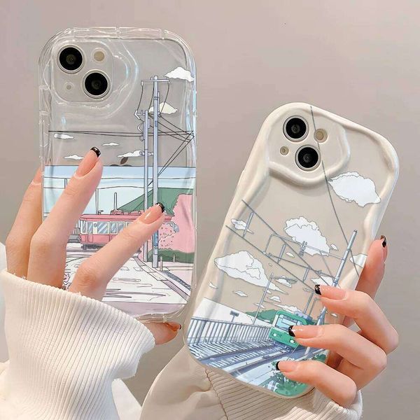 Wavy Edge Phone Case For Cover iPhone 11 12 13 14 15 Pro X XR XS Max 7 8 Plus SE Soft Landscape Fundas