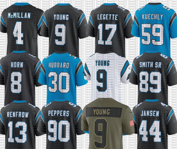 Sam Mills Steve Smith Sr. Luke Kuechly Bryce Young Tetairoa McMillan Jaycee Chuba Hubbard Xavier Legette Jalen Coker Mike Jackson Jimmy Horn Jr. Football Jersey