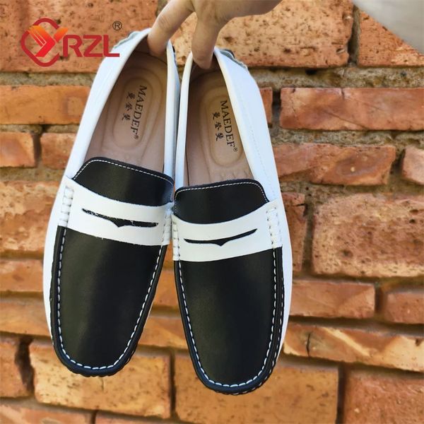 YRZL Loafers Men Handmade Genuine Leather Shoes Casual Driving Flats Slip on Moccasins Mixed Colours Size 48 Men's