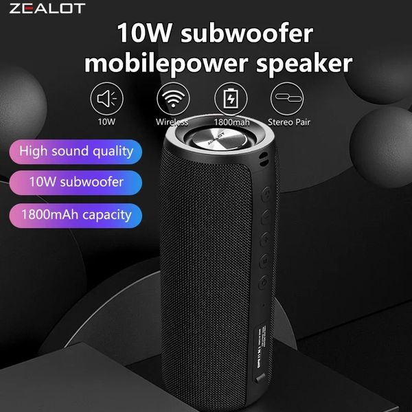 Zealot S51 Wireless Sers Outdoor Portable Subwoofer Ser Waterproof IPX 5 Dual Pairing1800mAh 251013