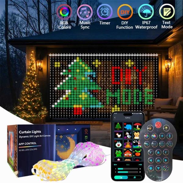 Smart Curtain Lights DIY Color Changing Fairy String Lights Music Sync for Indoor Outdoor Courtyard Garden Christmas Decoration X251015