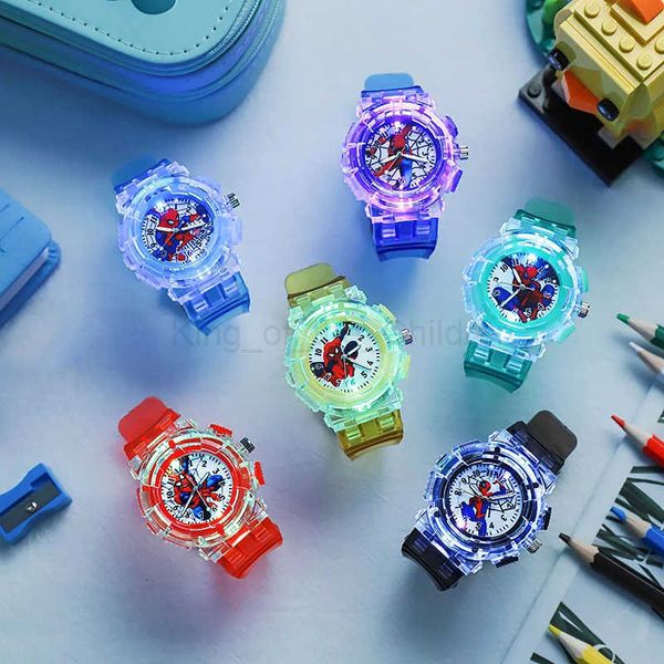 Disney Cartoon Spider Hero Kids Girls Children Quartz Pointer Watch Lights Flashing Party Gifts Toy Wrist Watches Clock H2510161
