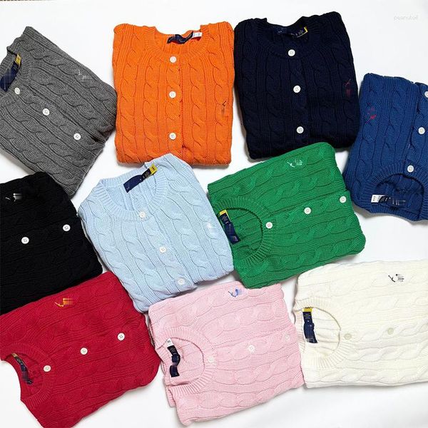 Womens Knits Designer Autumn And Winter Embroidered Pure Cotton Round Neck Twist Knitwear Cable Long-Sleeved Sweaters
