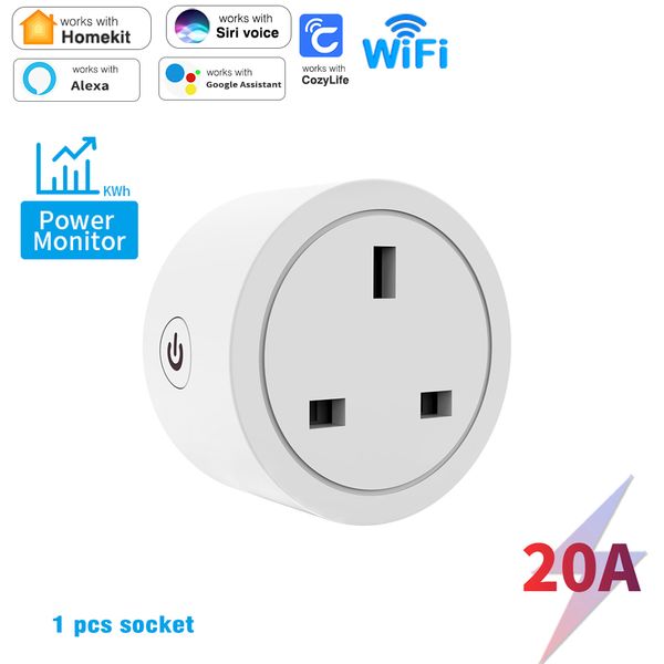 SIXWGH WIFI UK Power Socket Plug Aleax Timing Tuya Smart Life APP Wireless Remote Control Smart Power Meter Electric Plug Socket Outlet