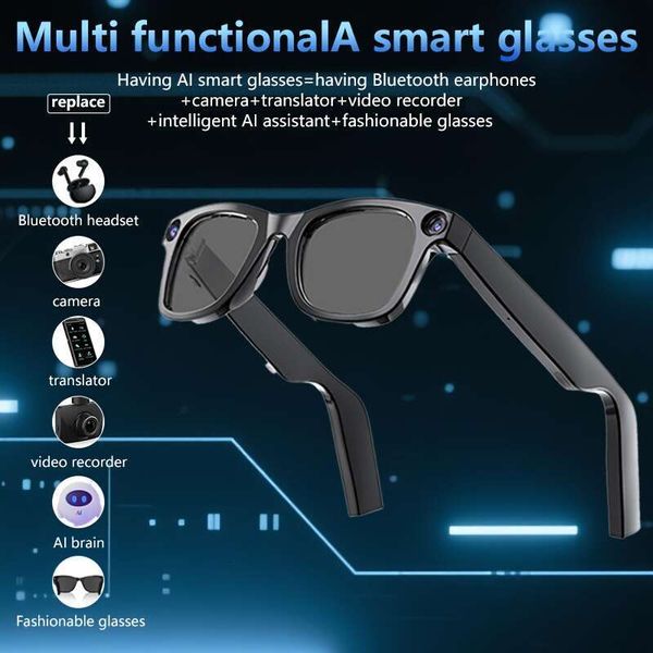 Compatible Apple Ios Android AI Smart Glasses With Camera, Noise-Canceling Call Function, Music Player, Real-Time Translation, Screen Display
Compatible Apple Ios Android AI Smart Glasses With Camera, Noise-Canceling Call Function, Music Player, Real-Time Translation, Screen Display