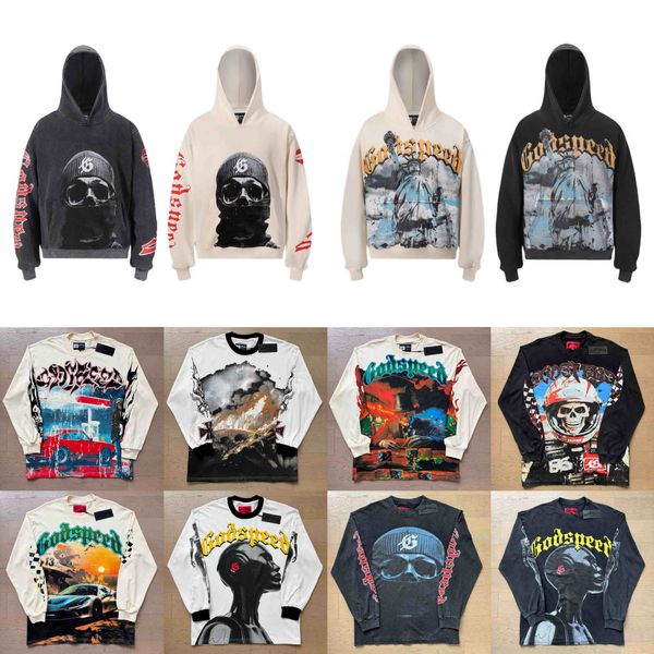 Designer Godsspeedes Hoodie Mens and Womens hoodies graphic tee long sves Sweatshirts Hooded cotton graffiti Letter foil print Vintage washed colorful H L260509