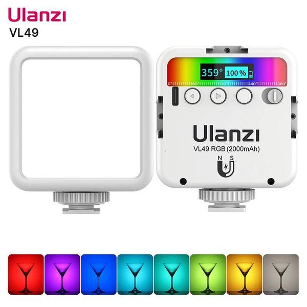 Ulanzi Vl49 RGB Camera LED Video 2500K-9000K 800Lux Magnetic Mini Fill Light 3 Cold Shoe 2000Mah Type-C For Youtube