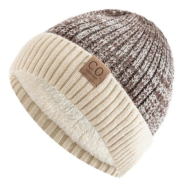 Beanie/Skull Caps Unisex TwoTone Winter Hats Add Fur Lined Men And Women Fashion Warm Beanie Cap Casual Knitted 251013
