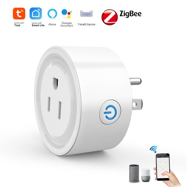SIXWGH Tuya zigbee Smart Socket US Standard WiFi Metering Electrical Plug 10A Rated Voice Control Mobile Phone Timer IP20 PC