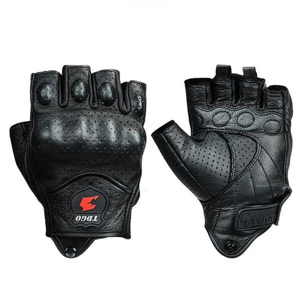 Summer Motorcycle Fingerless Gloves Accessories Goatskin Leather Half Finger Gloves Motocross Gloves Moto Summer Gloves Z250804