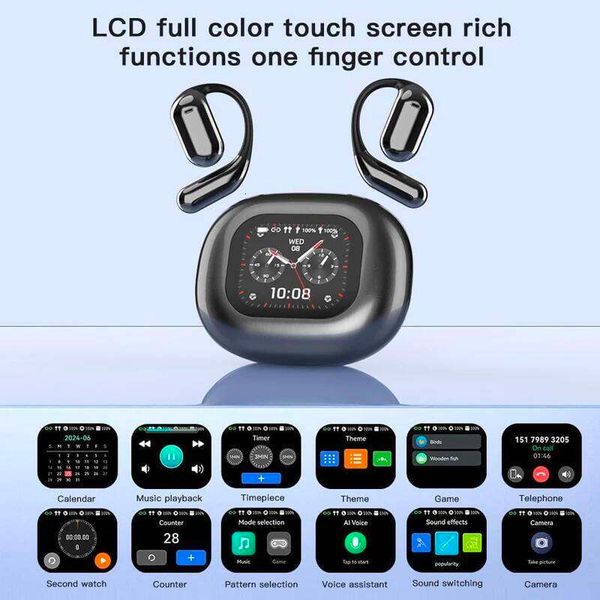 AI Translation Earbuds Real Time LCD Touch Screen Open Ear Wireless Headphone With 144 Language For Business