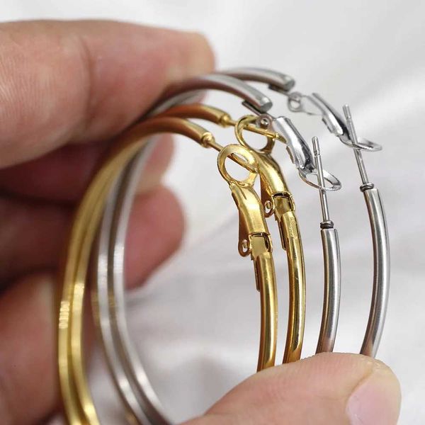 HNSP Stainless Steel Hoop Earrings For Wen Ear Jewelry Accessories Big Circle 40MM50MM Ring Earring X251018