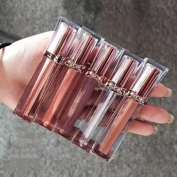 103050pcs Empty Portable 35ml Lip Gloss Tubes DIY Clear Bowknot Lip Glaze TubesSquare Rose Gold Cosmetic Packing Container 251018