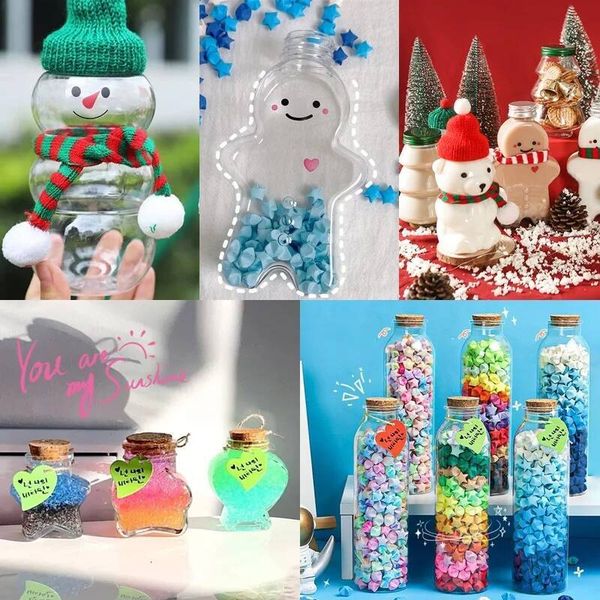 Xmas Decor Christmas Tree Milk Cup Lucky Star Transparent Bottle ing Storage Jar Navidad New Year Gifts ddmydog