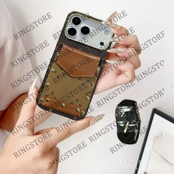 Designer Crossbody Card Phone Case iPhone 17 16 Pro Max Hi Quality 19 18 17pro 16pro 15pro 14Pro 13Pro 12 Pro Plus Luxury Leather Brand LU Wallet Cover with Box Xs1008