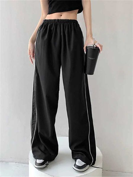 Harajuku Womens Baggy Pants Solid Color Cargo Pants Low Ris…