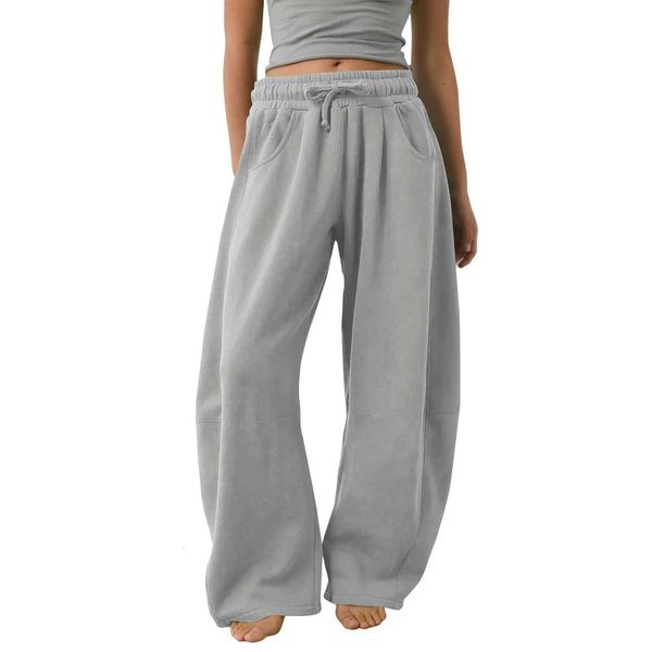 Fashion Womens Barrel Leg Sweatpants Drawstring Trousers Elastic Waisted Wide L…