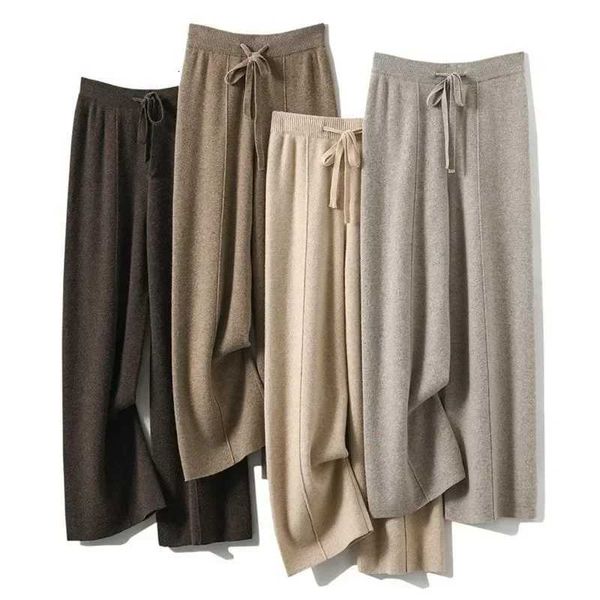 Autumn And Winter Womens High Waisted Warm Knitted Wide Leg Straight Leg Pants …