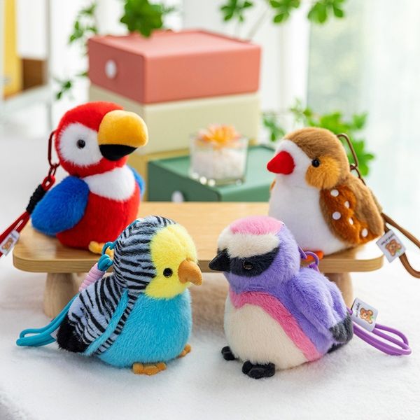 Simulation Cartoon Bird Parrot Palm Treasure Figurine Sparrow Plush Toy Children's Gift Pendant Doll
