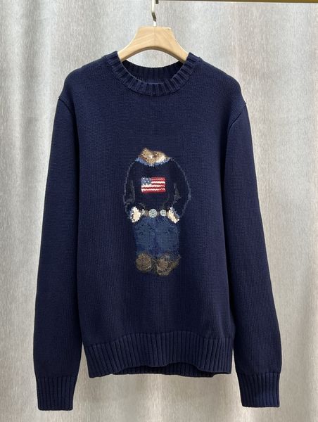 New Trendy Cotton Pullover Sweaters R Navy LR Round Neck Men and Women Designer Sweater Polo Knitted Jumpers Tops tn