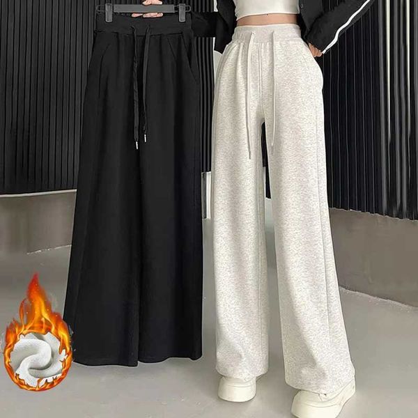 Women Basic Whitegray Black Elastic Sports Trousers Lady Wide Leg Straight Leg …