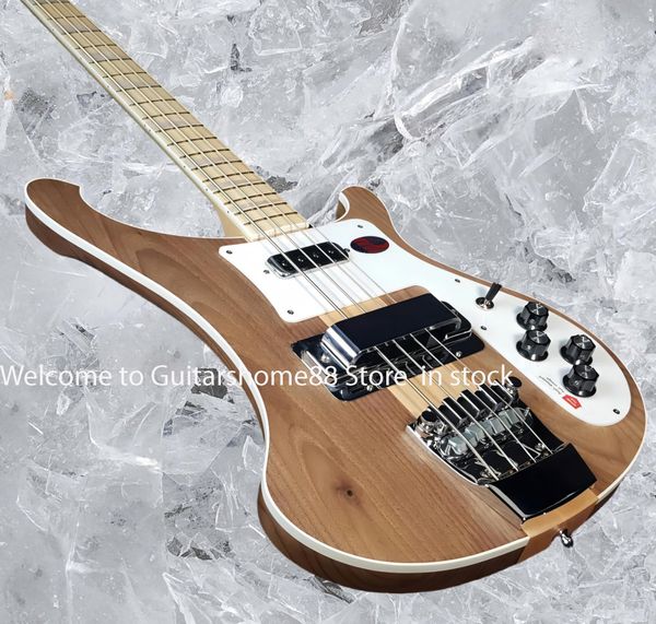 4001 4000 4003 4 Strings Transcluent Walnut Electric Bass Guitar Neck Through Body Maple Neck Fingerboard, Pearl Inlay