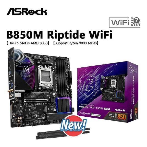 New ASROCK B850M Riptide WiFi Micro ATX Motherboard AMD Support AMD Ryzen 9000 8000 7000 series Socket AM5