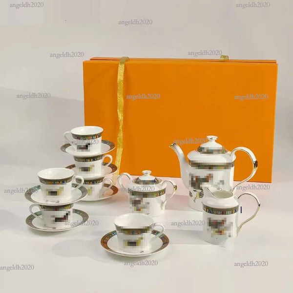 Designer Coffee Set Cup and Sauce European Luxury Afternoon 15 Tea Cups Letter Pattern English Family Coffee Pot