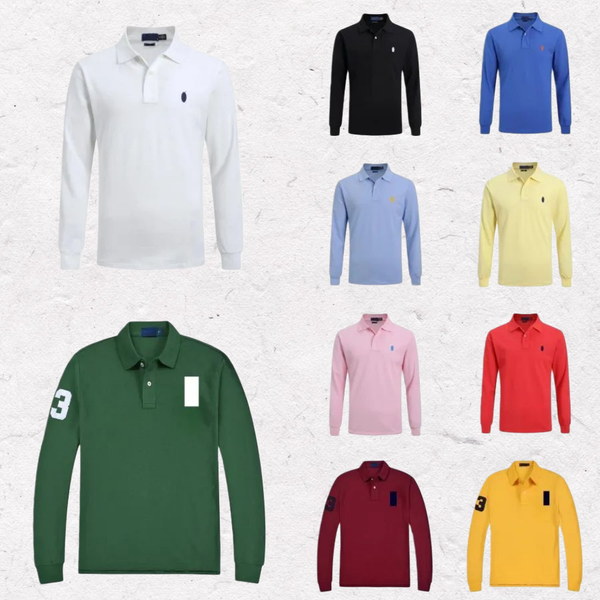 Men's Polo Long-sleeved pollover polo ahirt Designer Polo Shirts golf Shirt Horse America Embroidery Womens Letter T-shirts Printing Summer Casual Polos