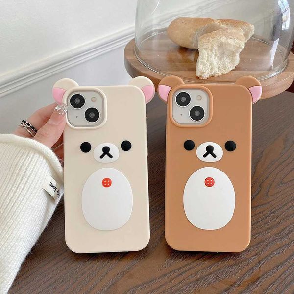 For iPhone 11 12 13 14 15 16 17 Pro Max Fashion Cute 3D Cartoon Rilakkuma Bear Soft Silicone Phone Case Back Cover C251024