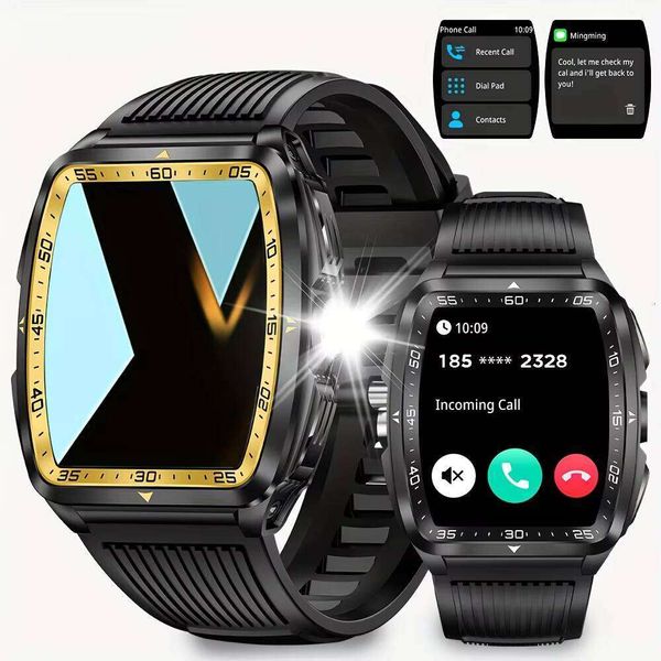 Senbonuo KT83 Outdoor Sports Square Answer Call Large Battery Fitness Tracker Waterproof Smart Watch for Men IOS Android
