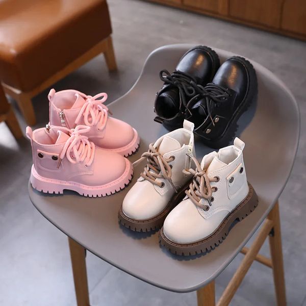 Children Fashion Martine Boots Winter Boys Girls Thickened Short Boots Kid Side Zipper Lace Up Boots Nonslip Thick Bottom Shoes 251024