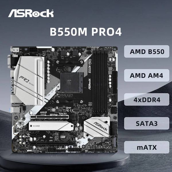ASRock B550M PRO4 Motherboard Supports AM4 Ryzen 9 5900X R7 5700X3D R5 5600X CPU AMD B550 4xDDR4 M2 NVME PCIe 30 MicroATX