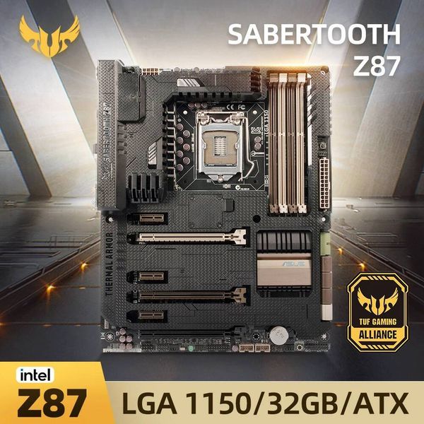 LGA 1150 Motherboard Asus SABERTOOTH Z87 Motherboard 1150 DDR3 Intel Z87 32GB USB30 PCIE 30 SATA III ATX For Core i5 I7 4790