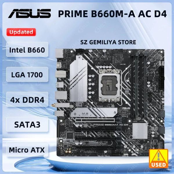 ASUS PRIME B660MA AC D4 Motherboard Intel B660 LGA 1700 DDR4 128GB PCIe 40 M2 mATX support I914900 I514600 I513400 cpu