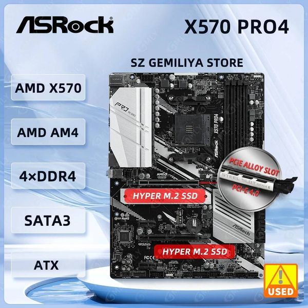 ASROCK X570 Motherboard X570 Pro4 AMD AM4 DDR4 128GB 2x Hyper M2 support 5600 4100 1600 5700 5900 3200 cpu ATX