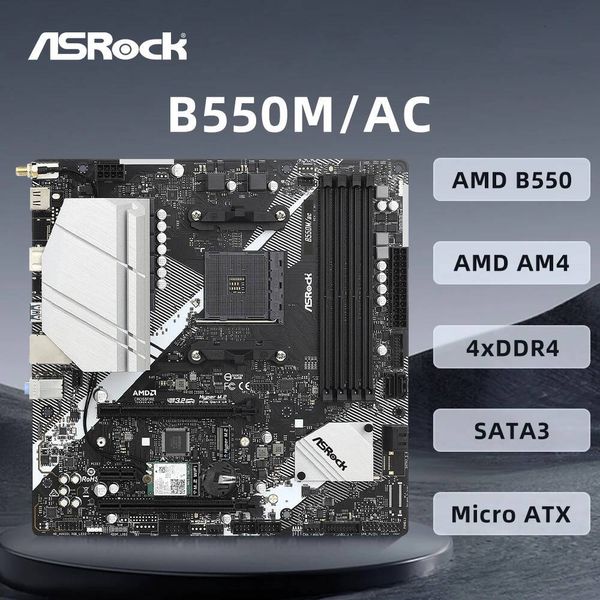 ASRock B550MAC Motherboard Support Ryzen 9 5900X 3900X Ryzen 7 5800X3D Ryzen 5 5600X CPU AMD B550 DDR4 HDMI mATX AM4 Mainboard