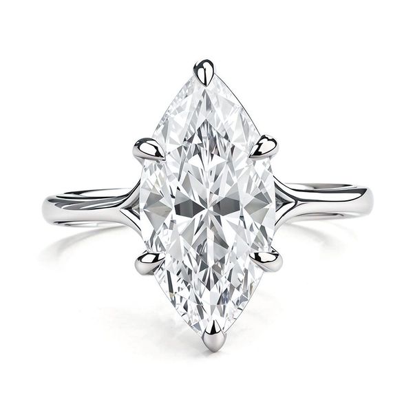 TaiYang GRA 3CT 7x14 Marquise Cut Moissanite Ring for Women, Luxurious 925 Sterling Silver Wedding Engagement Diamond Ring with Moissanite Certificate