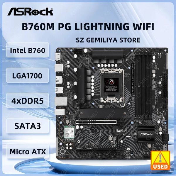 ASROCK Intel B760 Motherboard B760M PG LIGHTNING WIFI Motherboard LGA1700 DDR5 256GB support 14900 14490 13700 13400 12900 cpu