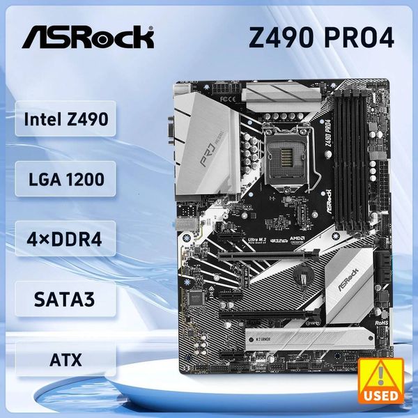 Asrock Z490 PRO4 Motherboard support i910900F i510400F i310105 i710700T i310100 cpu 4DDR4 128GB Intel Z490 LGA 1200 ATX