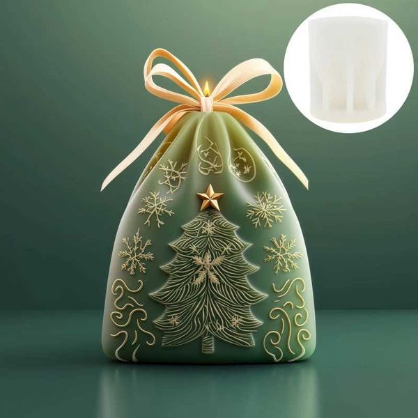 Christmas Gift Bag Candle Silicone Mold Christmas Tree Snowflake Relief Christmas Gift Bag Pocket Resin Gypsum Mould Craft MoldsXJ251029