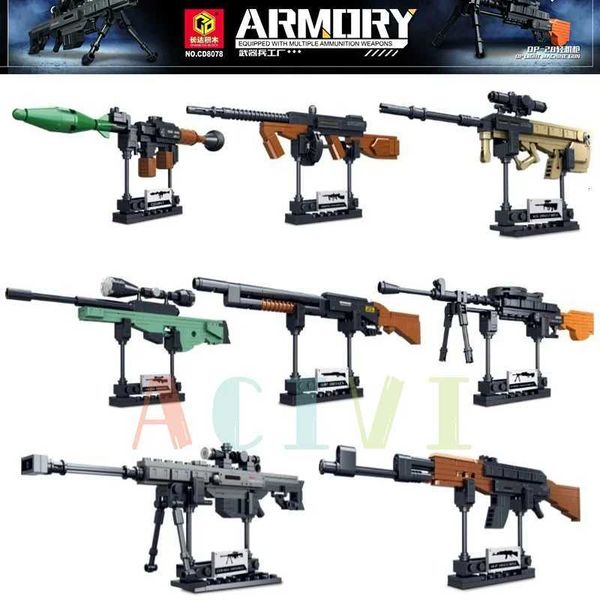 Technical Building Blocks toys Gun AK47 Revolver Submachine Sniper Barrett WW2 Military Army War SWAT Weapon Model for children Z251029