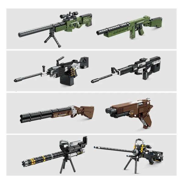 Baby Swing Guns PUBG M4a1 UZI Kar 98K M6 Ak47 Rifle SWAT Military World 1 2 Model Building Blocks Bricks Set Ww2 Weapon Kits Kids Toys toddler seat X251029 H