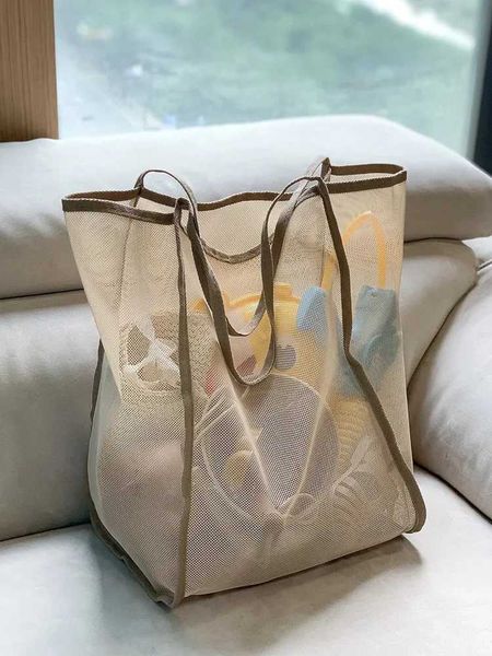 Women Mesh Beach Tote Bag Shoulder Handbag Swimming Beach B…