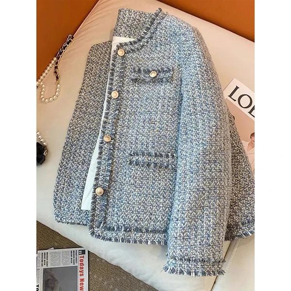 Spring Autumn Small Fragrant Coat Elegant Loose Womens Short Temperament Fashion Female Coarse Tweed Jacket 251030