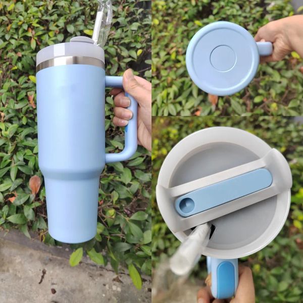 40oz Space kettle handle water cup Large Capacity Outdoor Portable Travel Car mugs Keep Drinking Cold Water Bottles With Silicone handle Lid And Straw