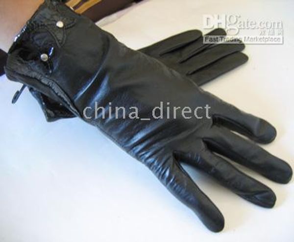 leather gloves skin gloves leather gloves womens 25pairs/lot #1348, Blue;gray