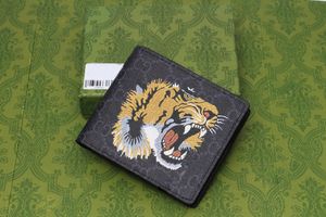 60223 Hombres Diseñadores de animales Moda Cartera corta Cuero Negro Serpiente Tigre Abeja Mujeres Monedero de lujo Tarjeteros con caja de regalo