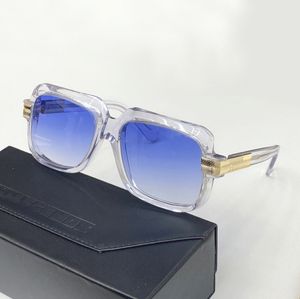 607 Crystal Clear Blue Square Gafas de sol 56mm Gafas de sol vintage para hombres Tonos de moda con caja
